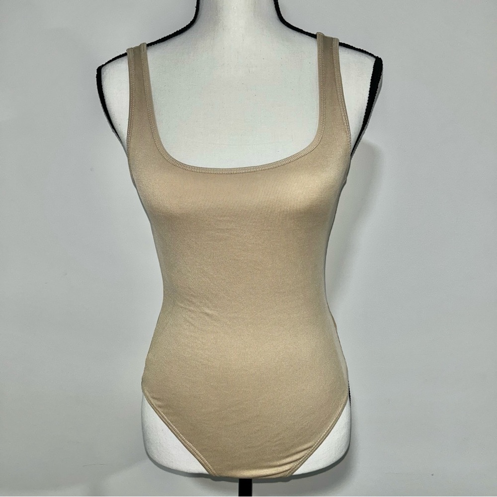 Lulu’s Cream Ribbed Square Neck Bodysuit - Picture 4 of 8